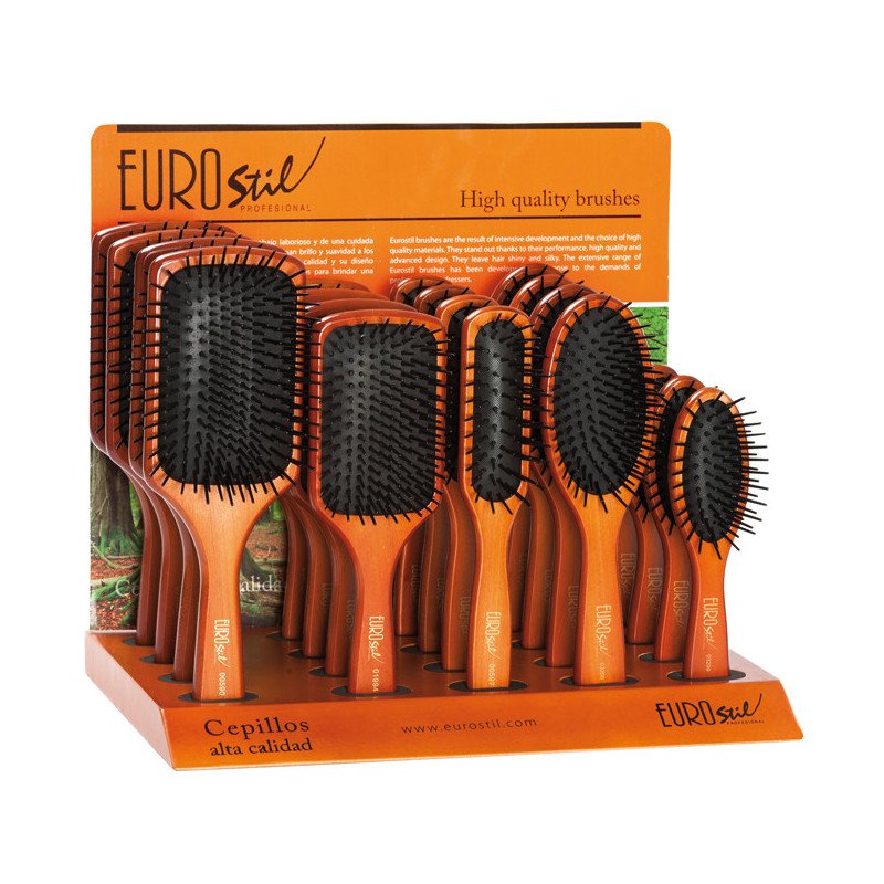 EXPOSITOR MADERA 20 CEPILLOS PLANOS PUA PLAST.