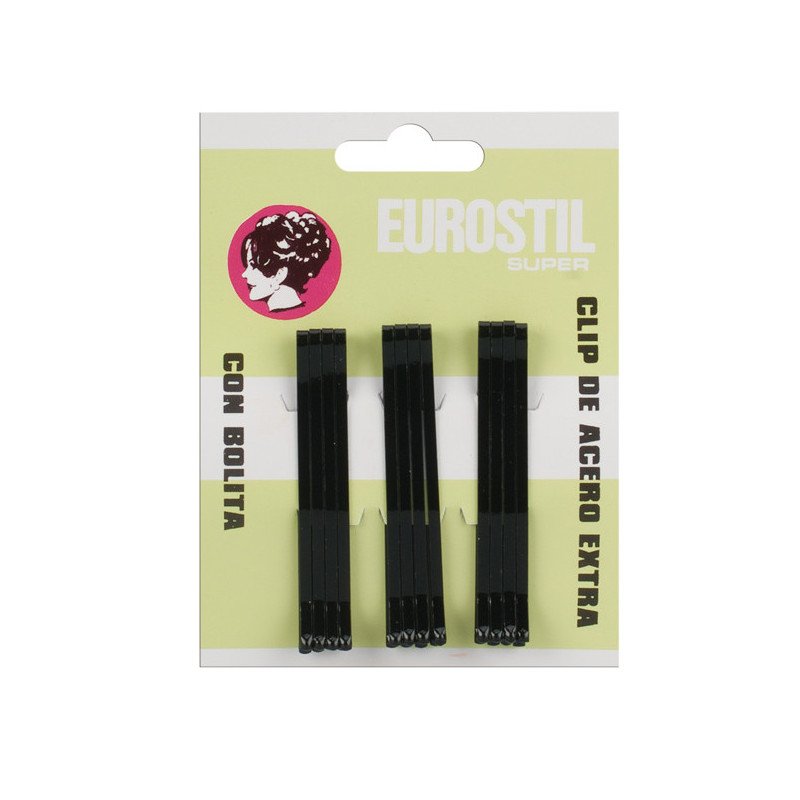CART.12 CLIPS EUROSTIL NEGRO 55 MM