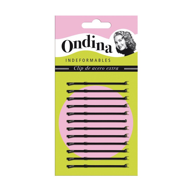 CARTON 12 CLIPS ONDINA NEGRO 70 MM