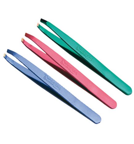 PINZA DEPILAR INOX.OBLIC.COLORES METALIZADOS