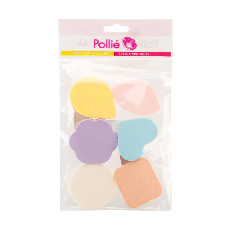 BOLSA 6 ESPONJAS MAQUILLAJE COLOR FANTASIA