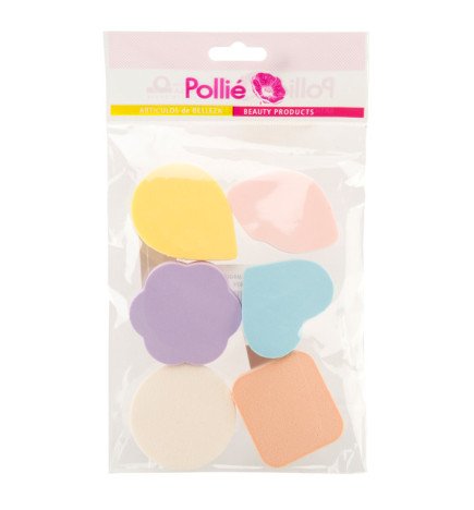 BOLSA 6 ESPONJAS MAQUILLAJE COLOR FANTASIA