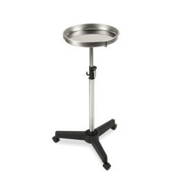 PLATO ACERO INOX. REGULABLE CON PIE Y RUEDAS