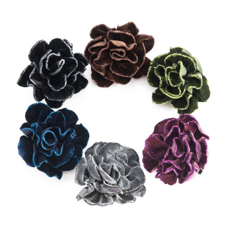 CAJA 6 PINZAS FLOR GDE TERCIOPELO PURPURI