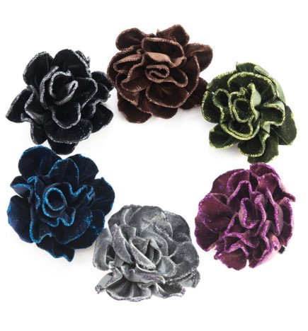 CAJA 6 PINZAS FLOR GDE TERCIOPELO PURPURI