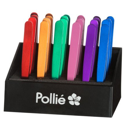 EXPOSITOR 24 PINZAS DEPILAR INOX.OBLIC.COLORES