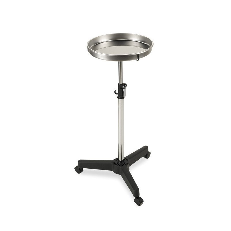 PLATO ACERO INOX. REGULABLE CON PIE Y RUEDAS