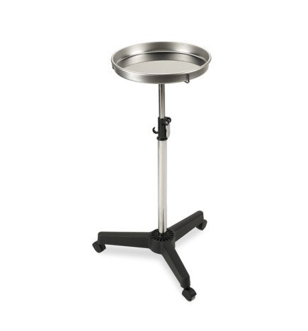 PLATO ACERO INOX. REGULABLE CON PIE Y RUEDAS
