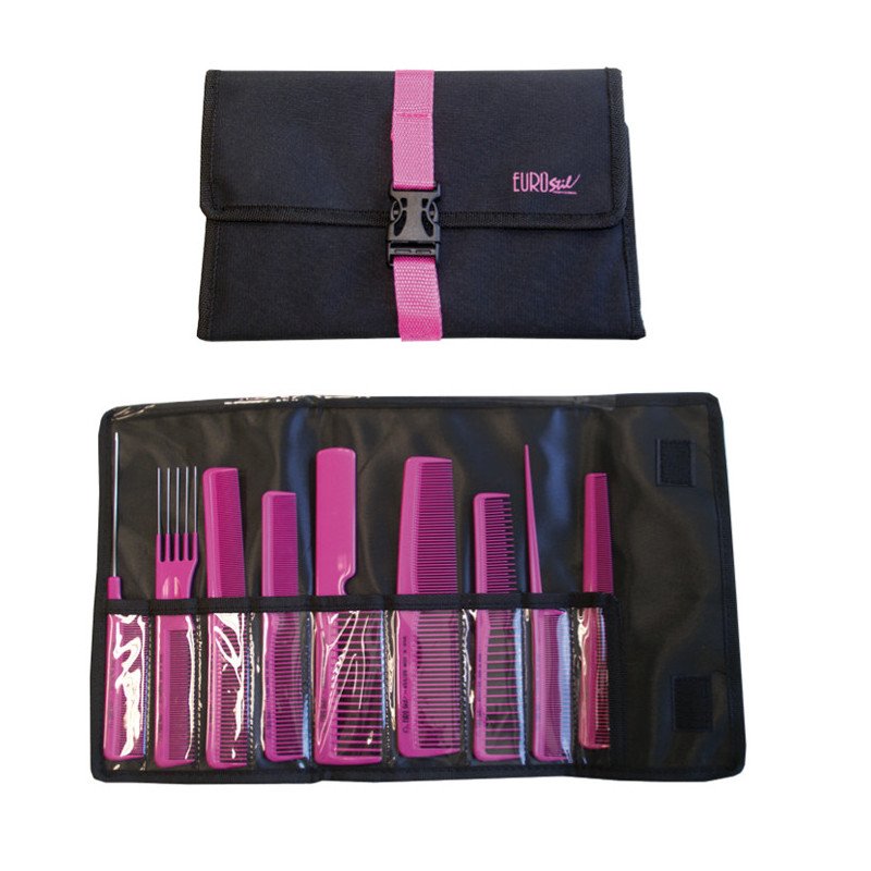 ESTUCHE PROF. 9 PEINES COLORES CON CIERRE