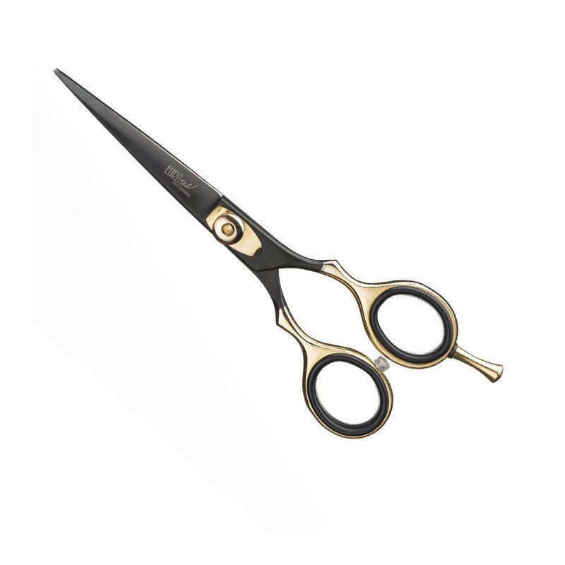 TIJERA CORTE 5,5 FILO NAVAJ.NEGRA MANGO DORADO