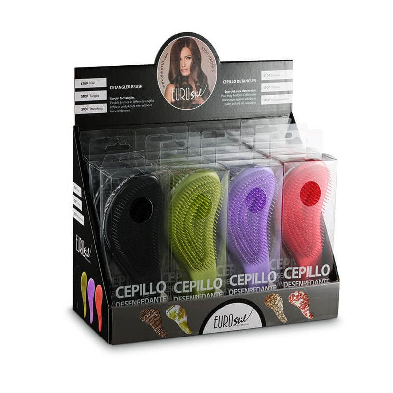 EXPOS.12 CEPILLOS DESENREDAR DECORADOS GRANDE