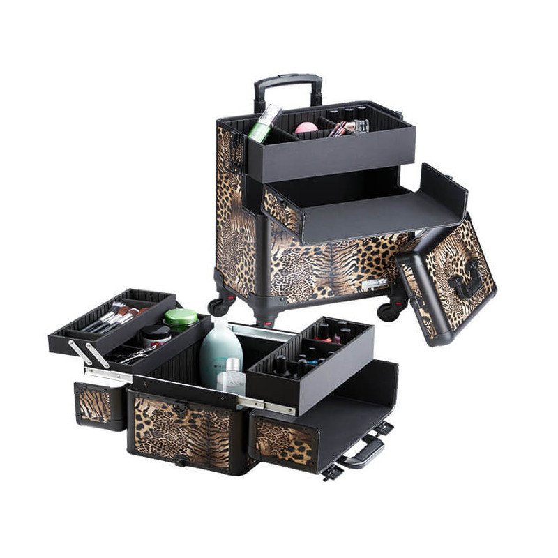 MALETA TROLLEY 4 CUERP.LEOPARDO 37X24,5X70,5CM