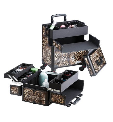 MALETA TROLLEY 4 CUERP.LEOPARDO 37X24,5X70,5CM