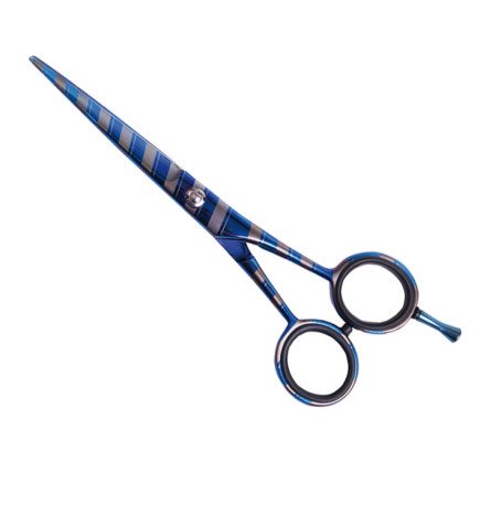 TIJERA FILO NAVAJA TITANIO AZUL DECORADA 5,5.