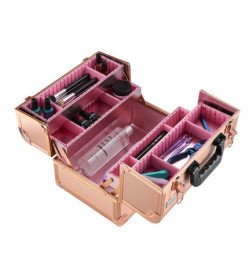 MALETA ALUMINIO ROSA DORADO 34X22,5X23,5CM