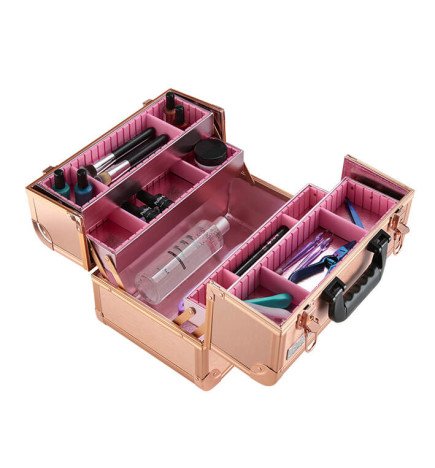 MALETA ALUMINIO ROSA DORADO 34X22,5X23,5CM