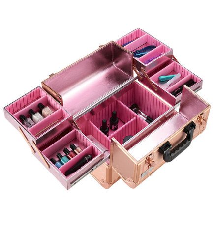 MALETA ALUMI.MAQUILLAJE ROSA GOLD 35X23,5X24CM
