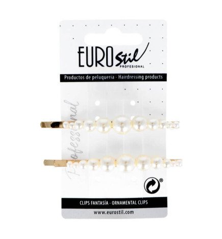 CLIP DORADO LARGO CON PERLAS SURTIDAS 2 UDS