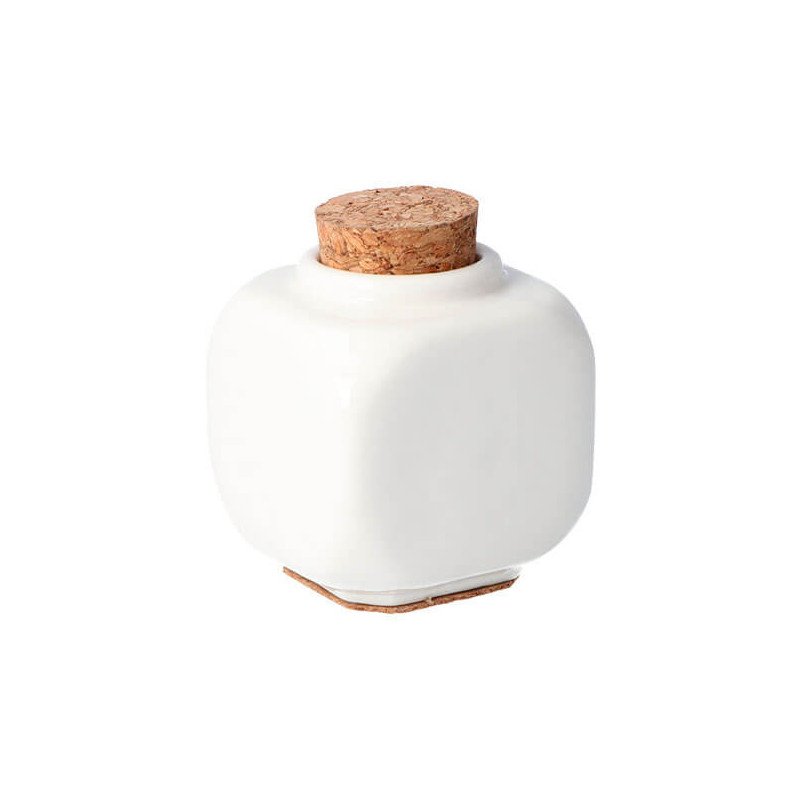 RECIPIENTE CERÁMICO BLANCO TAPÓN CORCHO