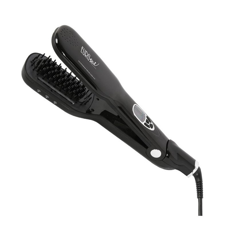 PLANCHA CEPILLO NEGRA CON VAPOR