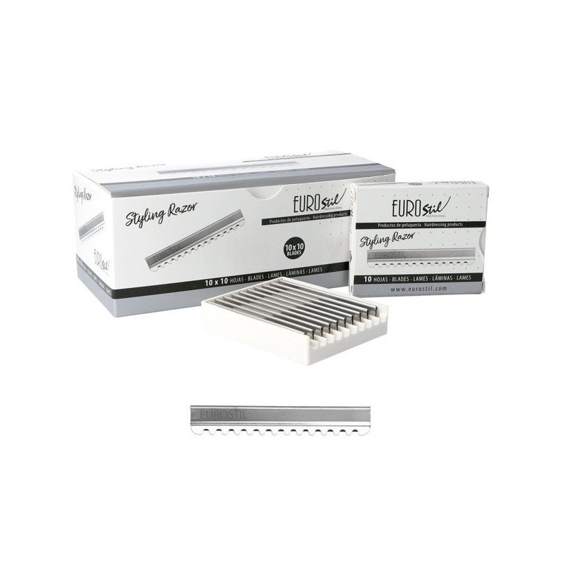 10 CAJAS DE 10 CUCHILLAS PROFESIONALES EUROSTIL STYLING BLADES
