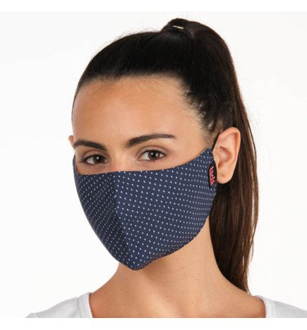 PACK 3 MASCARILLAS TEXTIL AZUL TOPOS BLANCOS