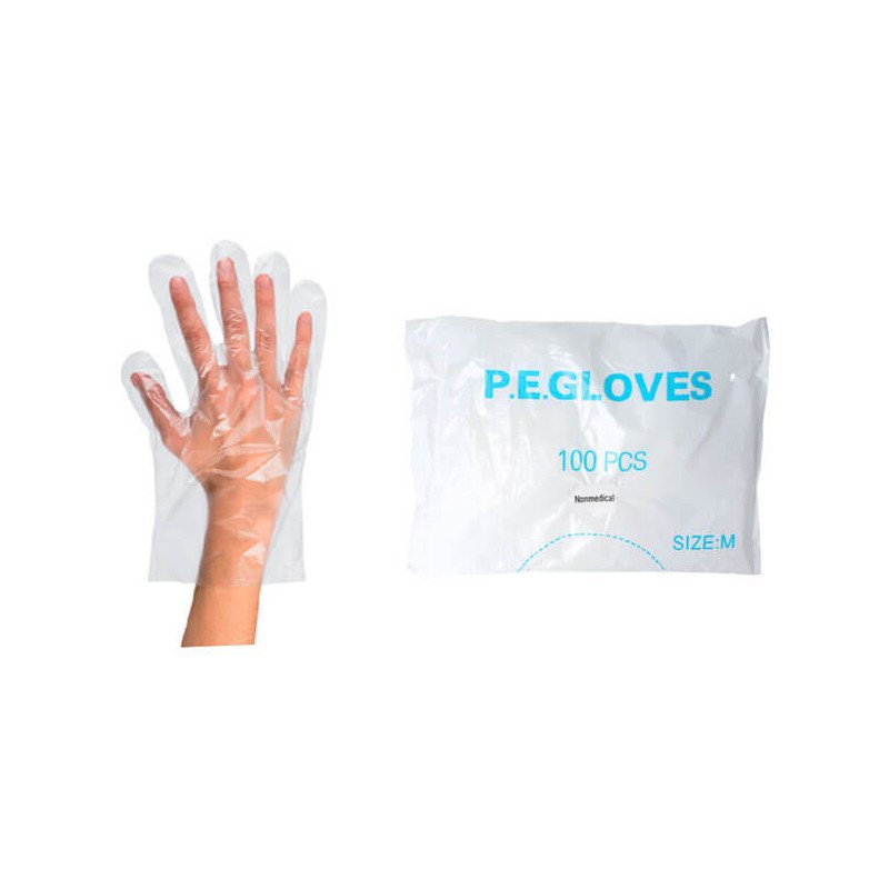 100 GUANTES POLIETILENO TRANSPARENTES
