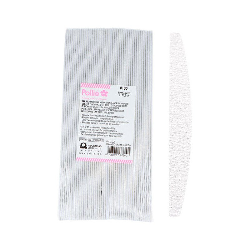PACK 48 RECAMBIOS LIMA MEDIA LUNA 100 BLANCA