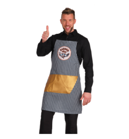 DELANTAL BARBERO CON BOLSILLO DORADO